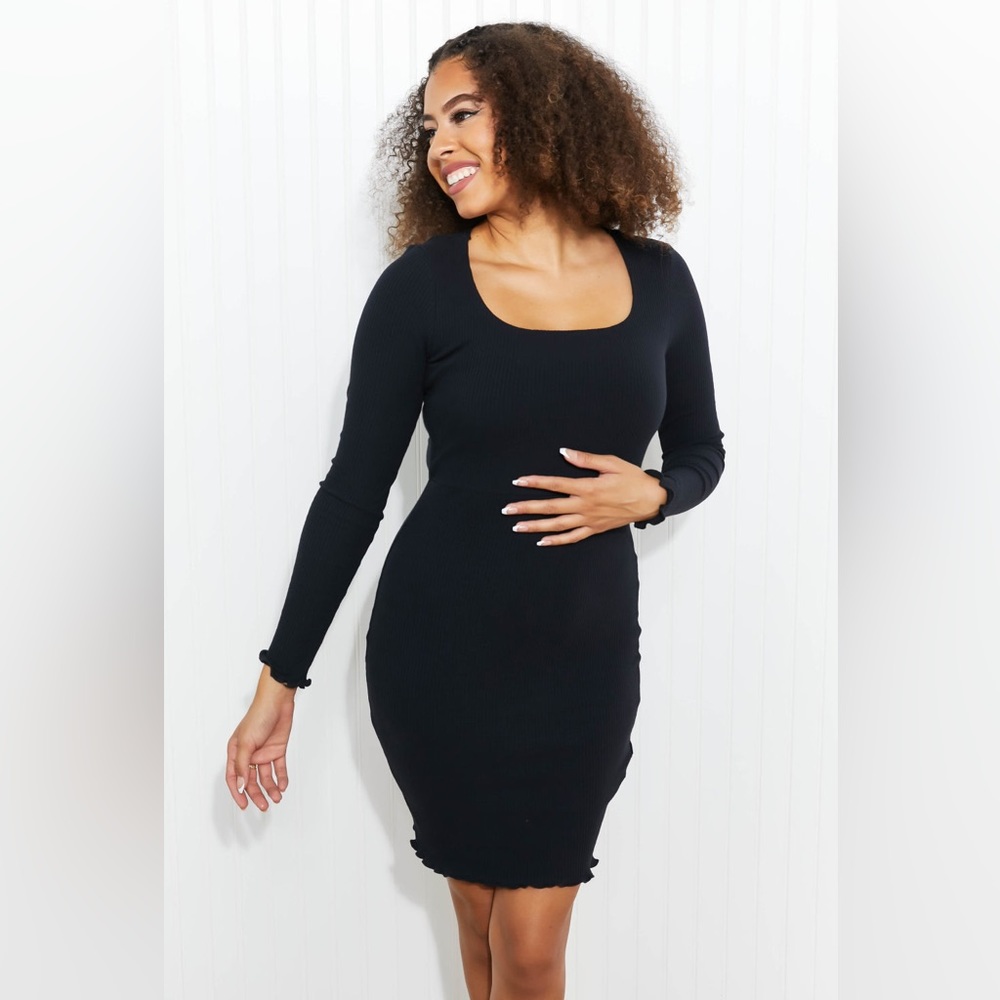 Long Sleeve Black Mini Dress, Date Night Dress, Small, NWT, White Birch